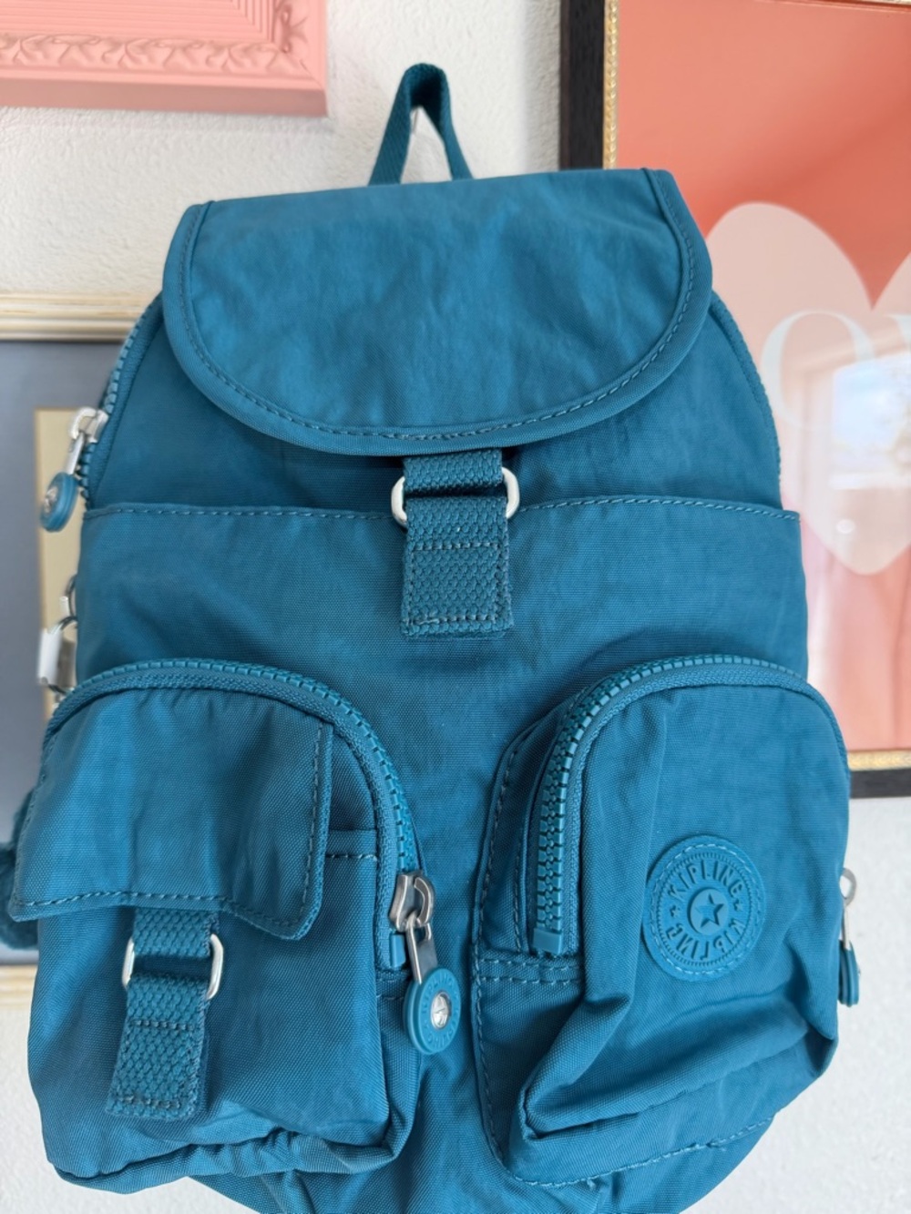 NWT Kipling Teal Nylon Mini Backpack with Front Pockets